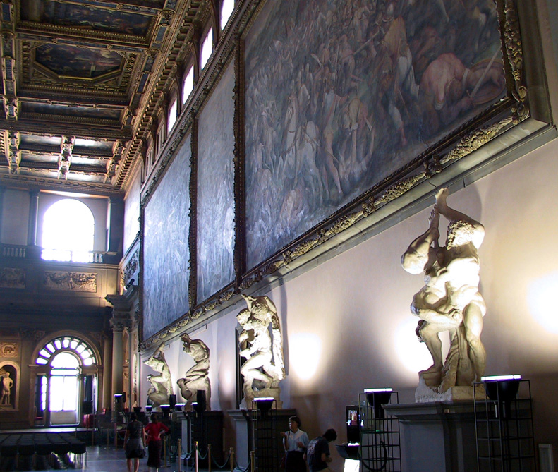 156-1379 - Firenze - Palazzo Vecchio - Sala Cinquecento - Murals on East Wall